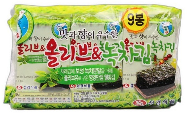 성경김 올리브 녹차김 도시락김 4g(12개입)