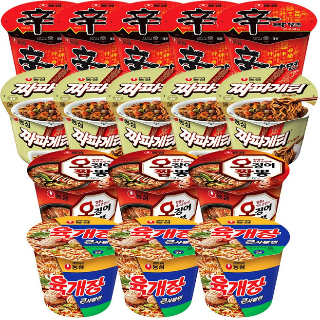 농심 큰컵 4종 기획세트(신라면+짜파게티+오징어짬뽕+육개장큰사발), 1박스