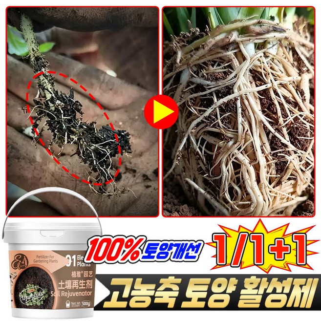 [한번해결] 토양 영양 활성제 뿌리발근제 미생물 토양 활성제 황부식산칼륨 토양개량 비료 뿌리촉진 분말 원예 식물영양제 Zhiya, 1개, 500g