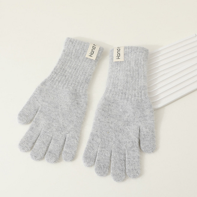 하임하이 겨울 니트 장갑 여성용 포근한 보송보송 토끼털 장갑