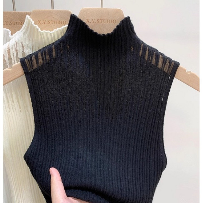 셀리즈로 독특한 디자인의 반폴라 슬림 쉬폰 그라데이션 크롭 나시