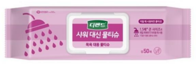 디펜드 샤워 대신 물티슈 캡형 50매 X1팩 /간병전용물티슈 /목욕대용물티슈 /물티슈 /캠핑용 /여행용, 338g, 1개