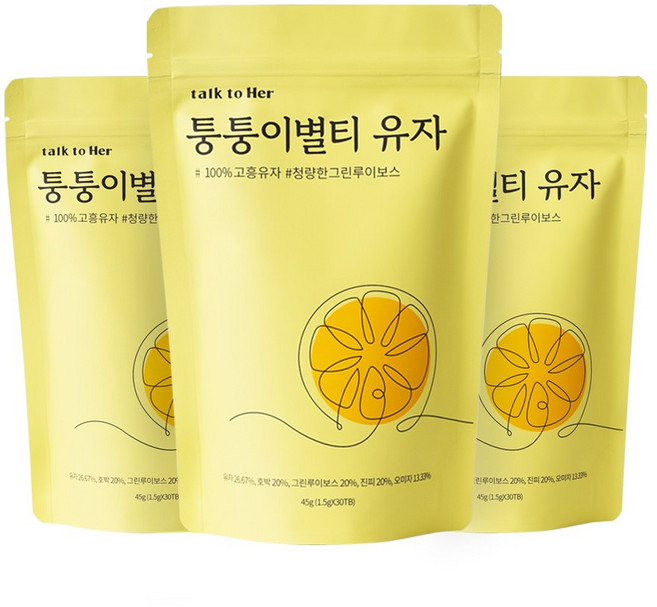 톡투허 퉁퉁이별 유자티, 1.5g, 30개입, 3개