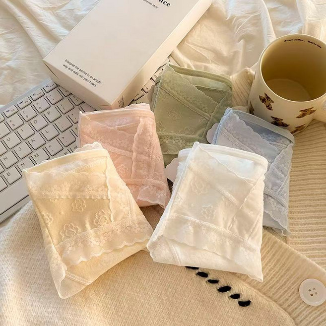 투엘 여성 부드러운 순면 스판 레이스 팬티 5종 세트