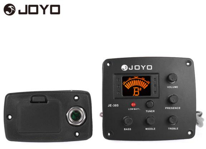 JOYO JE-305 어쿠스틱 기타 피에조 픽업 프리앰프 LCD 디스플레이 포함 4 밴드 EQ 이퀄라이저 튜너 시스템, 1개