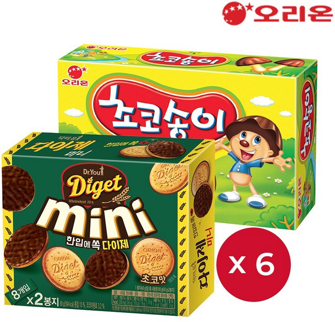 오리온 초코송이(50g) 6개 + 다이제미니 초코(80g) 6개, 12개, 65g