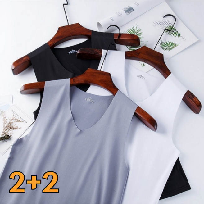 4장세트 남성 심리스 런닝 셔츠 브이넥 무봉제 노라인 나시 슬림핏 런닝 4p