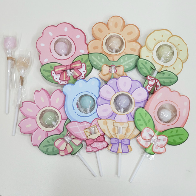 꽃하트 동물 캔디페이퍼 세트(7입) 사탕꾸미기 어린이날 답례품 막대사탕 종이 아이랑 DIY, 동물페이퍼(7장)