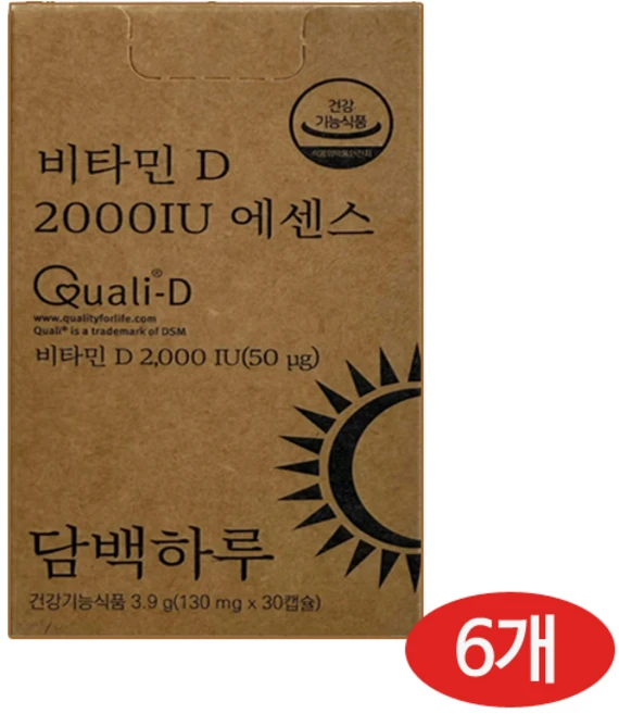 담백하루 DSM 비타민D 2000IU 에센스 30캡슐 1박스 1개월, 6박스, 30정 - 쿠팡