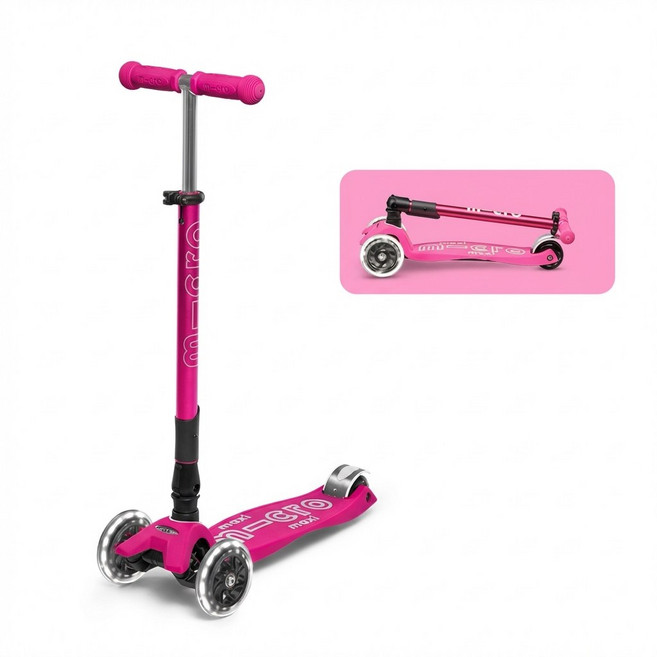 마이크로킥보드 맥시T 폴더블 LED 킥보드 69x24x56cm 1개, 프레시 핑크