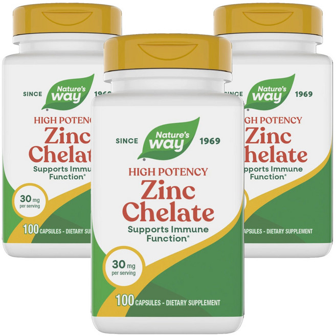 Nature's Way 然萃維 螯合鋅30mg膠囊, 100顆, 3罐