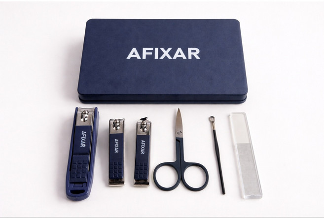 아피샤르 튀지 않는 손톱깎이 3종 + 귀이개 + 눈썹가위 + 각질제거 세트, 1개, 블루