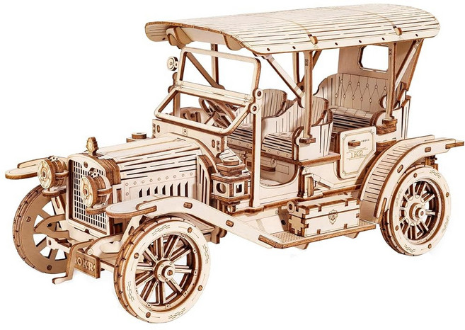 입체 퍼즐 3D 조립 장난감 성인용 ROKR 나무 모델 자동차 키트 1:15 스케일 빈티지 빌드 298pcs 10대 남성 여성 크리스마스용 목재 공예 취미 선물, 1개