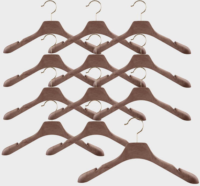 엔틱밤색 브라운 고급옷걸이 정장 자켓 옷걸이, 고급여성자켓옷걸이(엔틱밤색) 12개, 12개