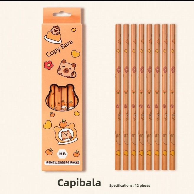 루베코 카피바라연필 카피바라 연필 필통 학용품 문구세트 연필세트 학용품 지우개, 카피바라 연필 12개