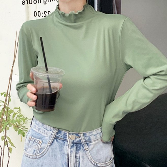 드마엘 웨이비 물결 반목 기모 하이넥 데일리 티셔츠