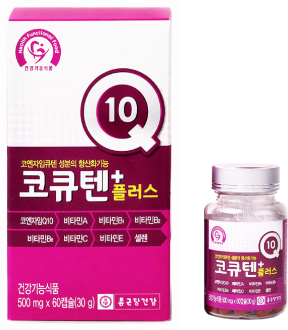 종근당건강 코큐텐 플러스 500mg x 60캡슐 1박스, 1세트, 60정