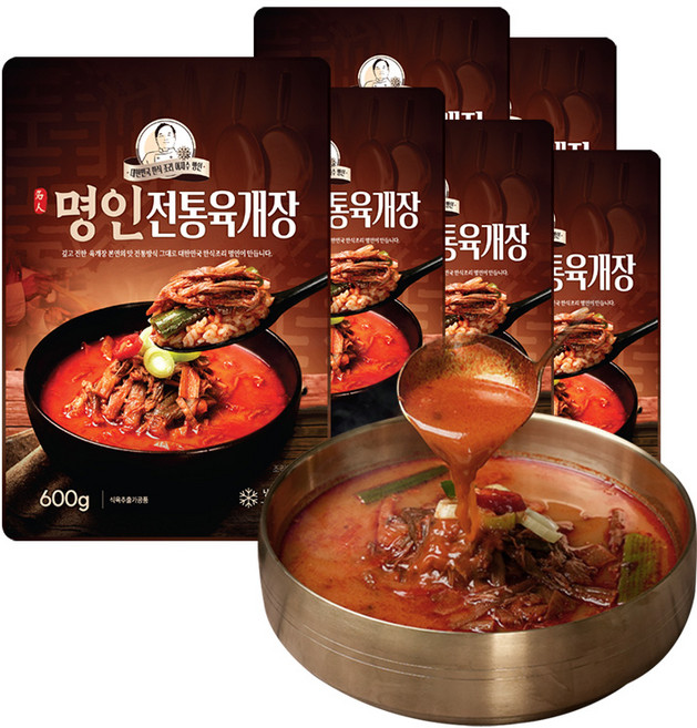 이가네식품 이재수명장 명인의 프리미엄 명인육개장 1-2인분, 6개, 600g