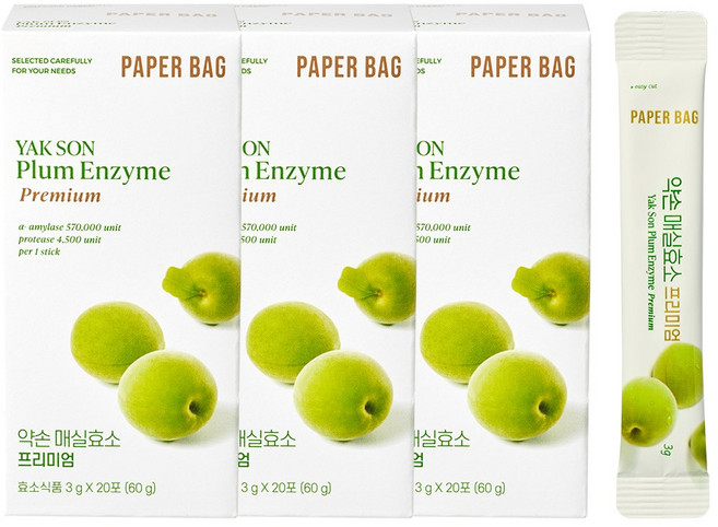 페이퍼백 약손 매실 효소 프리미엄 60포, 3g, 3박스