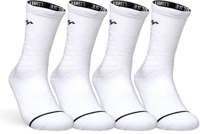 인펄스 퍼포먼스 농구양말 크루 장목 스포츠양말 축구 러닝 4켤레 세트, 화이트 - 쿠팡