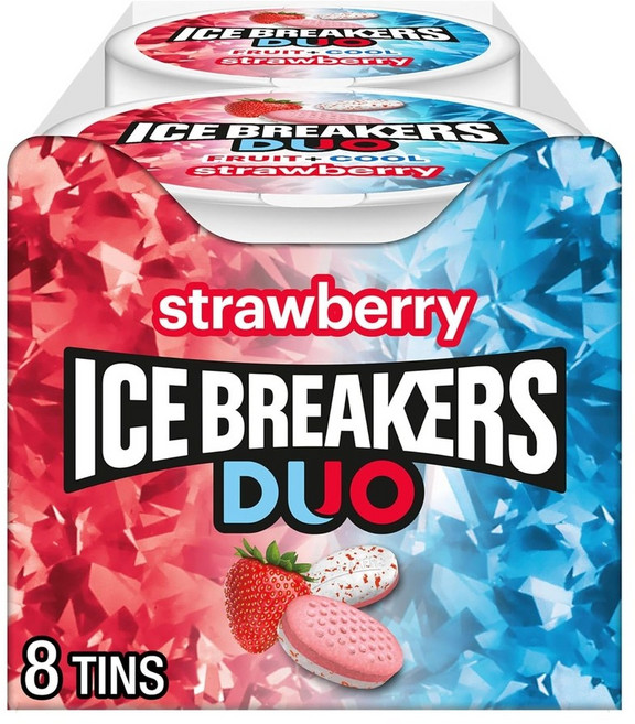 미국발송 아이스 브레이커 듀오 ICE BREAKERS DUO 프루트+쿨 딸기 무설탕 민트 틴(8개), 8개