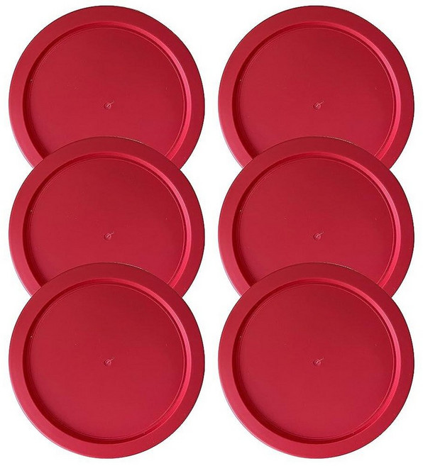 MRX Solutions Pyrex 6 & 7컵 유리 식품 보관 용기 그릇에 맞는 교체용 뚜껑 19.1cm(7.5인치) 플라스틱 원형 뚜껑 커버 7402-PC용 밀폐 및, 6-Pack, 레드
