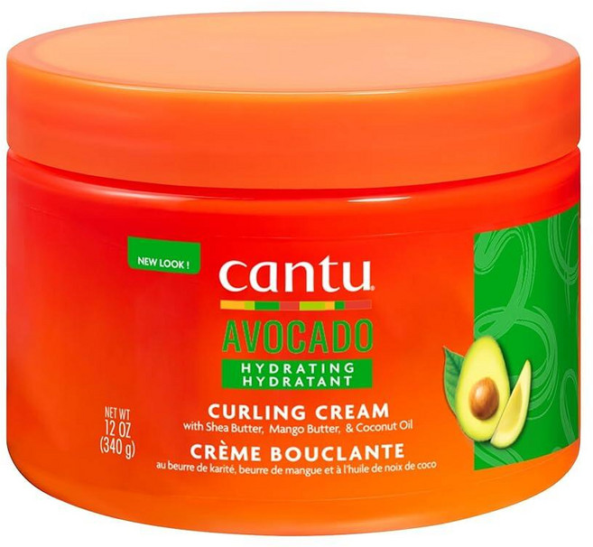 Cantu 아보카도 실리콘 프리 하이드레이팅 컬링 헤어 스타일링 크림 시어 버터 함유 355ml(12온스), 340g, 1