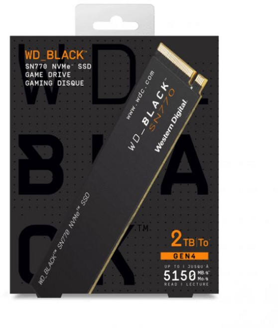Western Digital WD_BLACK 2TB SN770 NVMe PCIe 4.0 M.2 내장형 SSD - WDBBDL0020BNC-WRWM 145729, 1 TB