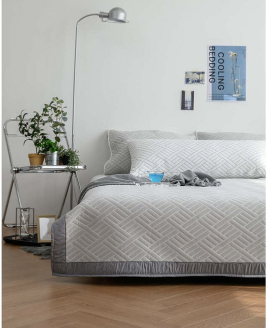 듀라론 시원한 3중직 쿨링 밴딩 침대 냉감패드, 화이트