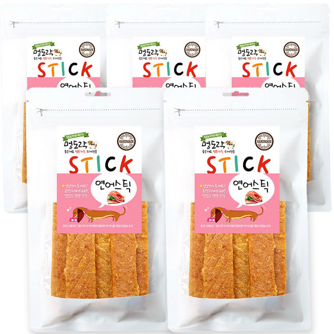 멍도락 국내산 강아지 수제간식 연어스틱 80g 피부 피모건강 부드러운간식, 5개