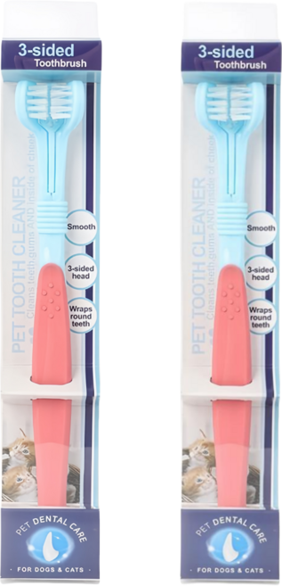 반려동물 최신형 강아지칫솔 고양이 구강 관리 고양이칫솔시즈키치, 청색, 2개