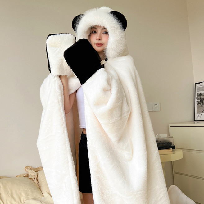 낮잠 담요 가을 겨울 초등학생 착용 가능한 담요 교실 점심 시간 목도리 망토 망토 이중 두꺼운