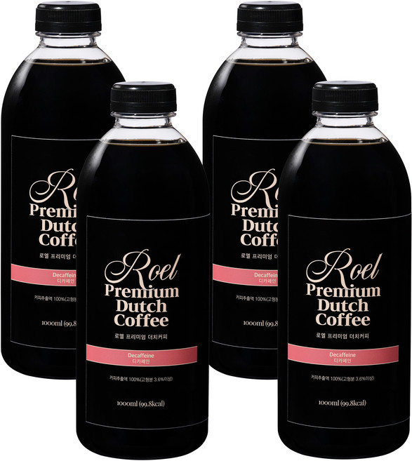 로엘 더치커피 콜드브루 원액 디카페인, 1L, 1개입, 4개