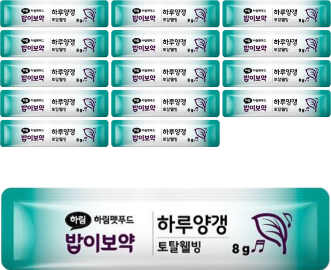 하림펫푸드 밥이보약 CAT 하루양갱 토탈웰빙 고양이 간식, 15개, 8g, 면역력