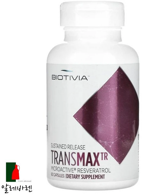 Biotivia 레스베라트롤 마이크로액티브 트랜스맥스TR 500mg 60베지 캡슐, 1개, 60정 - 쿠팡