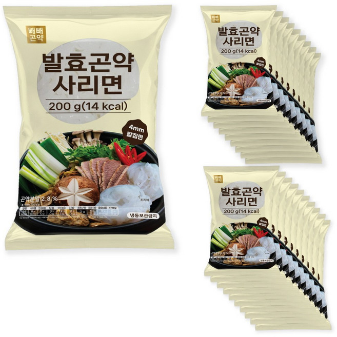 100g당 7kcal 빼빼곤약 발효곤약사리면, 200g, 20개