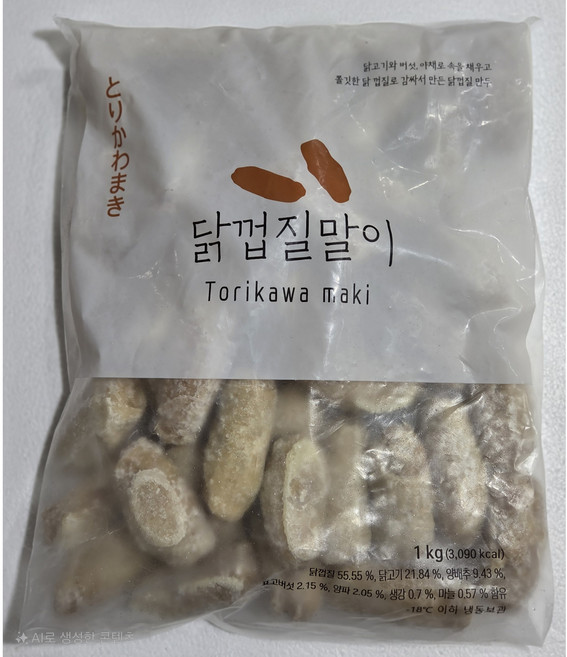 닭껍질교자 닭껍질말이튀김 1kg 토리가와 모노마트, 1개