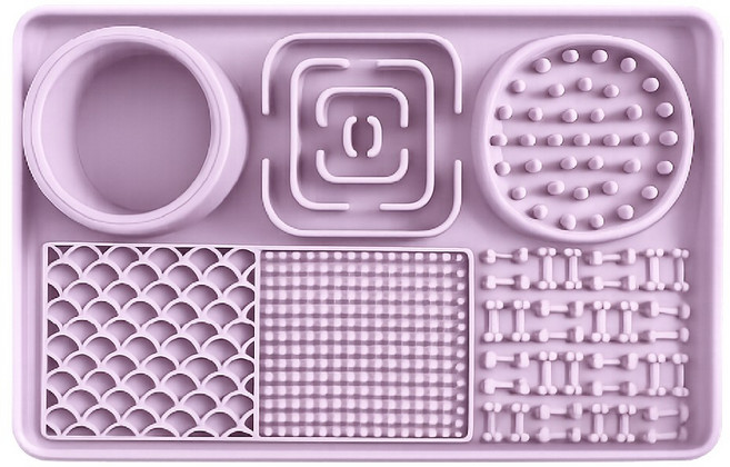 미믹펫 강아지 실리콘 하이브리드 급체방지 슬로우 식판, 1개, 파스텔퍼플