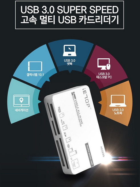 이탑 USB 3.0 초고속전송 멀티 리더기 어댑터 C3-08 메모리카드리더기 sd카드 usb, 이탑C3-08, 그레이
