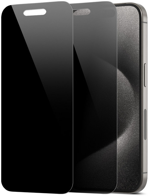 다이아큐브 아이폰15프로 사생활보호 방탄강화 9H 고경도 듀얼유리코팅 저지문AF 액정보호필름 2P 정렬가이드핀제공, 2개