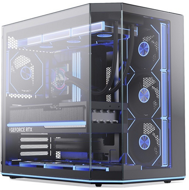 앱코 UD51 엑시드 ARGB BTF 듀얼 챔버 미들타워 컴퓨터 케이스, 1개, UD51 블랙