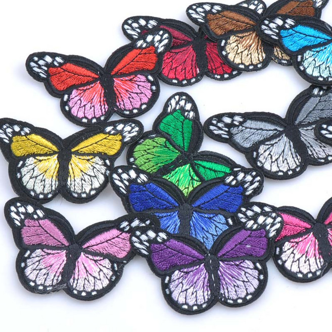 의류에 대한 패치에 믹스 아이언 여러 가지 빛깔의 나비 자수 MZ421에 스티커, 1개, 21 2.  7x4.7cm    5pcs