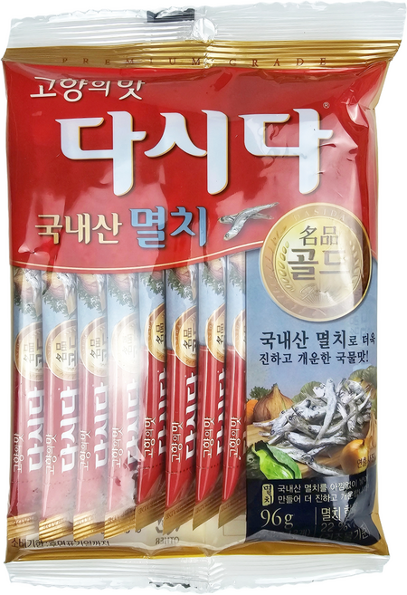 간편휴대 멸치다시다 스틱 조미료 시원한 멸치육수 육수팩 미원 찌개용, 12개, 8g