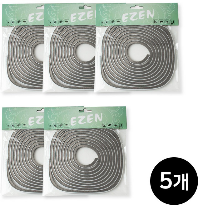 [철물인] 접착 모헤어 털길이9mm 4M 회색 문풍지 샷시 창틀바람막이 벌레 외풍차단, 5개