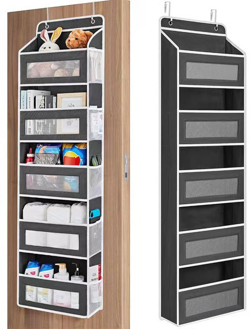 스멜모리 멀티 패브릭 문뒤 걸이식 5단 포켓 수납함, 1개, 블랙