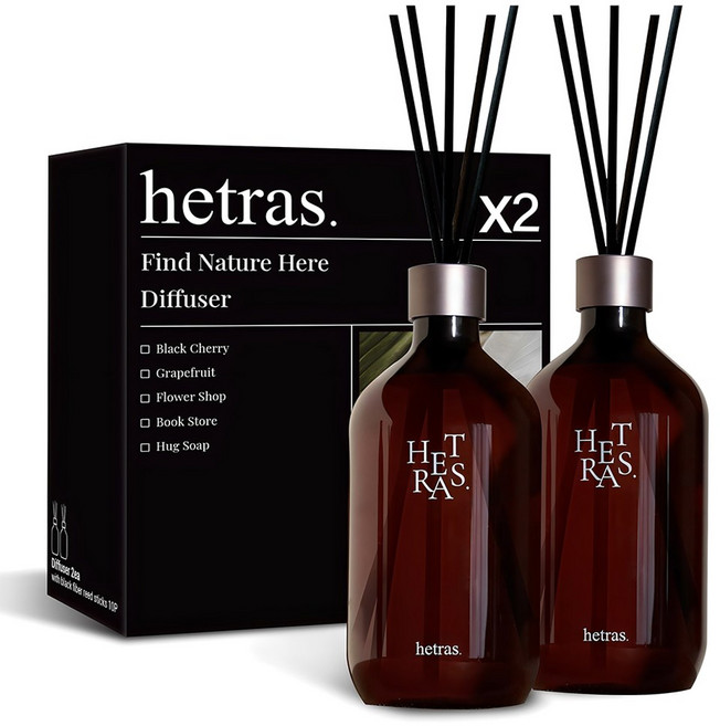 헤트라스 프리미엄 대용량 디퓨저, 그레이프프루트, 500ml, 2개