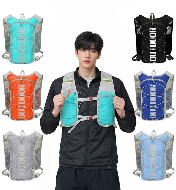 초경량 러닝백 아웃도어 배낭 조끼 물병백 등산 도보 자전거 뒤어난 통기성 가방, 그린, 1개