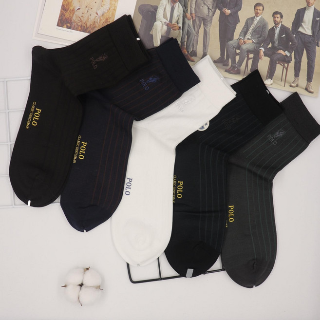 polo保羅紳士中筒襪絲光棉輕奢商務男士棉襪防臭吸汗襪子男秋冬