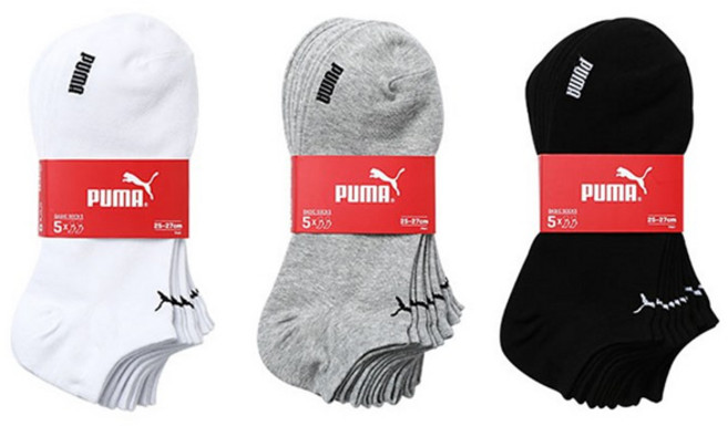 푸마 스니커즈 스포츠 캐주얼 발목양말 5족번들