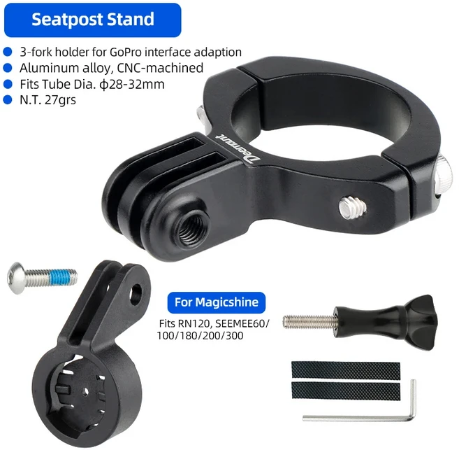 디마운트 후미등 스탠드 튜브 직경에 맞음. TREK Magicshine 램프용 28-32mm 시트포스트 설치 3-포크 홀더, 01 빠른, 04 Stand for Magicshine